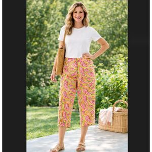 Vintage Talbots Fruit Print Capri Pants Women 4P Petite High Rise 90s Melon NWT